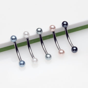 Detail View 1 of 5 Pcs of Assorted Color Pearlescent Luster Ball Curved Barbell Pack